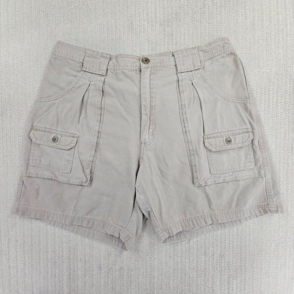RedHead Cargo Shorts Mens 40 Beige Cotton Canvas Elastic Waist 7 Inseam Casual